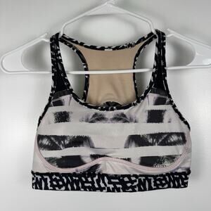 Lululemon- Sweaty or Not Bra-Women's Size 6 White Black Leopard Yoga Sport Bra